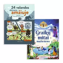 Pasaulio pažinimo 2 knygų rinkinys: Graikų mitai mažiesiems + 24 valandos akmens amžiuje