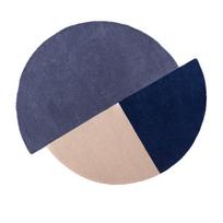 Rankų darbo mėlynos spalvos iš vilnos apvalios formos kilimas ø 150 cm Mia Segment – Flair Rugs