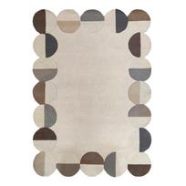 Rankų darbo pilkai smėlinės spalvos iš vilnos kilimas 160x230 cm Mia Scallop Frame – Flair Rugs