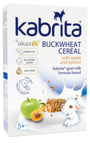 KABRITA® grikių košė ožkos pieno pagrindu su abuoliu ir abrikosu, 5 mėn.+, 180 g., 177