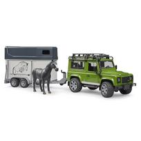 Žaislas Bruder LAND ROVER DEFENDER automobilis su priekaba arkliui 02592