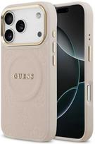 GUESS dėklas, skirtas IPHONE 17 Pro, suderinamas su MagSafe GUHMP17LPSAMSECP (PU su bijūnų karštu antspaudu), rožinis