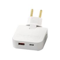 180 laipsnių sulankstomas 4 viename ES kištuko adapteris ES prailginimo įkrovikliai su USB ir Type C prievadu Europos maitinimo keitiklio lizdas White