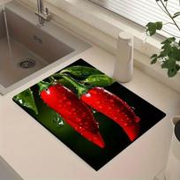 1 vnt. guminis džiovinimo kilimėlis su čili raštu kavinei, restoranui, virtuvei, kilimėlis stalo reikmenims, patvarus diatominės žemės stalo kilimėlis, kilimėlis augintiniams, kavos reikmenims 30cmX40cm