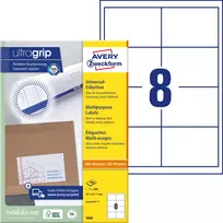 Lipnios etiketės Avery Zweckform, A4, 97x67,7mm, 8 etiketės lape, su rėmeliu, 100 lapų, baltos spalvos