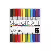 *Dvipusiai flomasteriai Sketch&Art, 24 spalvų