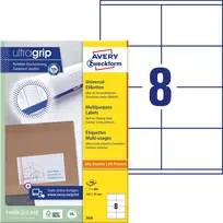 Lipnios etiketės Avery Zweckform, A4, 105x70mm, 8 etiketės lape, su rėmeliu, 100 lapų, baltos spalvos