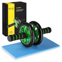 Pilvo preso treniruoklis AB WHEEL 4FIZJO, žaliai juodas, roller, treniruočių ratukas, core treniruoklis, treniruotėms, pratimams