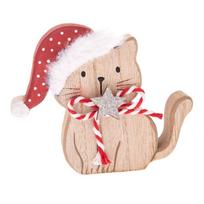 Iš medžio kalėdinė statulėlė (aukštis 10 cm) Cat – Dakls