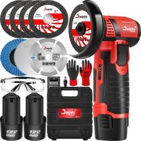 Akumuliatorinė kampinė šlifavimo mašinėlė Delphi Tools MG-01 Brushless 12V su 2 baterijomis, 7 diskais, lagaminu ir priedais