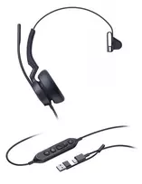 Yealink UH46 Mono Teams USB-C/A Laisvų rankų įranga Vielinis Su lankeliu Biuras / skambučių centras USB Type-C / USB Type-A Juoda