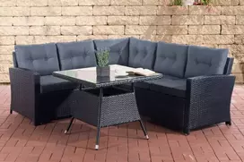 Kampinė sofa Sierra, plokščio rotango, geležies pilkos spalvos