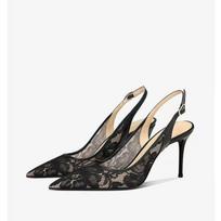 Mados Prekės ženklo Dizainerio Balti Moteriški Vestuviniai Aukštakulniai Bateliai Tinklelis Siuvinėtos Gėlės Galinis Dirželis Seksualūs Slingback Aukštakulniai Suknelės Bateliai Moterims 36 juoda