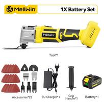 MELLWIN Variklis be šepetėlių Osciliacinis Daugiafunkcis įrankis Renovatorius Elektrinis pjūklas Apipjaustytuvas Pjovimo medžio apdirbimo staklės 21V 18V baterijai 1Battery Set B