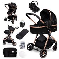 Vežimėlis 3 in 1, automobilinė kėdutė, komplektas SoHo, lengvas, Black/Gold