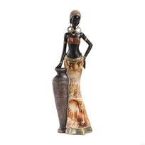 62KD Afrikos moters statulėlė Retro Egzotiška Tribinė Dama Stalo Ornamentas Dervų Skulptūra