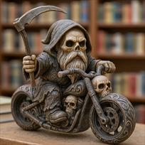 Skeleto Grim Motociklininkas Dervos Ornamentas One Size
