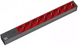 Bachmann 19'' 2m 8x Schuko H05VV-F 3G 1.00mm² elektros tinklo ilgintuvas 8 AC išvestis(ys / čių) Juoda, Raudona