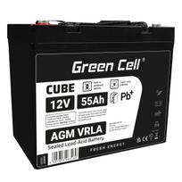 Green Cell CUBE AGM IP54 12V 55Ah VRLA Battery Gel gilaus ciklo motoroleris vejapjovė valtis barža vejapjovė traktorius žvejybos laivas