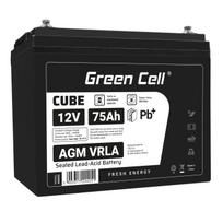 Green Cell CUBE AGM IP54 12V 75Ah VRLA Battery Gel gilaus ciklo maitinimo kėdutė fotovoltinė laisvalaikio baterija kemperis