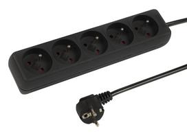 PR-570P 5 lizdų maitinimo prailginimo kabelis su įžeminimu 5 m juodas 3x1.5 mm