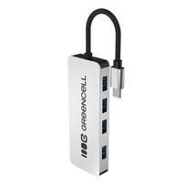 Adapteris Basic HUB Greencell USB-C 4in1 (4×USB-A 3.0) – greitas perdavimas iki 5Gb/s, aliuminio korpusas