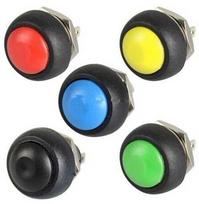 Oem PBS-33B momentinis mygtukas – juodas – 250V-1A – 12 mm – monostabilus – apvalus