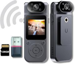 Vaizdo kamera 4K HD kūno kamera, 180° rotacija, WiFi, 128GB, IR night vision, 1 vnt
