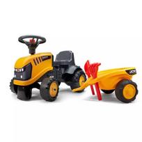 Falk: Pėdomis varomas JCB traktorius su priekaba ir priedais - geltonas