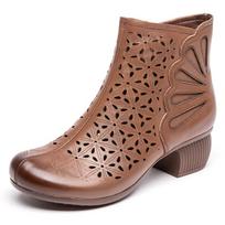 Madingi GKTINOO 2025 m. vasariniai ankle boots batai, natūralios odos batai moterims, su vidutiniu kulnu, sandalai, su šoniniu užtrauktuku, su išpjovomis, kvėpuojantys, Mujer Zapatos 5