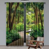 2 vnt. Džiunglių užuolaida Gilus miškas su mediniu lietuviu ir upė Gaivi egzotiška gamta Laukinė miegamojo, svetainės ir valgomojo 29x65in(75x166cm)