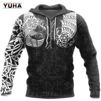Vyriški megztiniai 3D spauda Vikings Classic Wolf Vyriški gobtuvai Striukė pavasario rudens mados megztiniai Hip Hop Punk Oversized Clo S