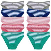 Medvilninės moteriškos kelnaitės Seksualus nėriniuotas apatinio trikotažo kelnaičių rinkinys Lingerie Mergaitėms Moterims Bikini kelnaitės Dryžuotas raštas kelnaitės 10 vnt./rinkinys M