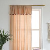 Curtain Finished Nordic Pure Cotton Fabric Colored Hairball Kitchen Half Curtain Living Room Small Window Short Curtain Height 90 * Width 132cm