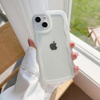 IPhone 16 15 14 13 12 11 Pro Max Mini XS SE 7 8 Plus dėklas Mielas Skaidrus Banguotas Hibridinis Atsparus smūgiams Bamperis Dangtelis Minkštos Fundas for iPhone 16 Pro mėlyna