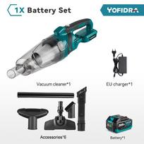 Yofidra 1500 W belaidis rankinis elektrinis dulkių siurblys, įkraunamas valymo įrankis namų automobilinių naminių gyvūnėlių plaukams, skirtas Makita 18V baterijai 1xBattety-EU Plug
