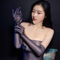 Sexy Ultra-thin Women Long Sheer Oil Shiny Glossy See-through Seamless Finger Tight Stockings High Elastic Gloves Night Clubwear One Size