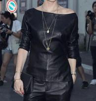 Leather Casual Party Wear Genuine Women Black Top Lambskin Handmade Formal Stylish S juoda