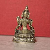 Žalioji Tara iš žalvario Maža statulėlė Tantrinio Budos figūrėlės Miniatiūros Budizmas Budistinė figūrėlė Darbalaukio šventovės ornamentai Namų dekoras Green Tara 59g