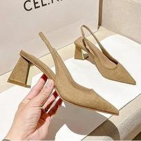 Fashion Sharp Pointed High Heels Women's 2025 New Retro Simple Toe Sandals, Comfortable and Fashionable Shallow Mouth Single Shoes 35 abrikosas