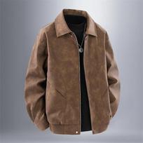 Vintage American Locomotive Clothing Spring and Autumn Men's Lapel PU Leather Jacket Cycling Windproof Leather Jacket Ruffian Handsome Jacket M tamsiai pilka spalva