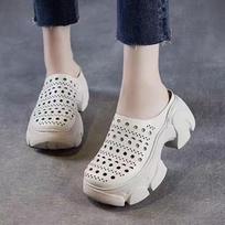 Fashion High Heels Women Slippers Platform Mules Shoes Slingback Fashion Woman's Sandals 2025 Designer Flip Flops Casual Slides Mujer 36 juoda