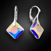 Sidabriniai auskarai moterims DiamondSky „Shimmer (Aurora Borealis)" su Swarovski kristalais