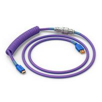 Glorious GMMK Coiled Cable susuktas klaviatūros laidas Nebula, USB-C į USB-A – violetinės ir sidabro spalvos