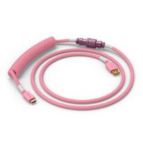 Glorious GMMK Coiled Cable susuktas klaviatūros laidas Pixel Pink, USB-C į USB-A – rožinės spalvos