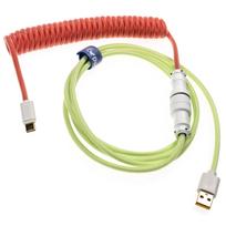 Ducky Premicord Strawberry Frog Coiled Cable susuktas klaviatūros laidas, USB-C į USB-A – 1,8m