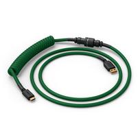 Glorious GMMK Coiled Cable susuktas klaviatūros laidas Forest Green, USB-C į USB-A – žalios ir juodos spalvos