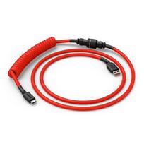 Glorious GMMK Coiled Cable susuktas klaviatūros laidas Crimson Red, USB-C į USB-A – raudonos ir juodos spalvos