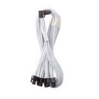 CableMod C-Series Pro Bridged Connection Cable – Variant A, 90°, 16-Pin to 4×8-Pin PCIe, baltos spalvos