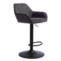 Tamsiai pilkos spalvos iš audinio baro taburetė reguliuojamo aukščio/su porankiais (sėdynės aukštis 65 cm) Nolan – Unique Furniture